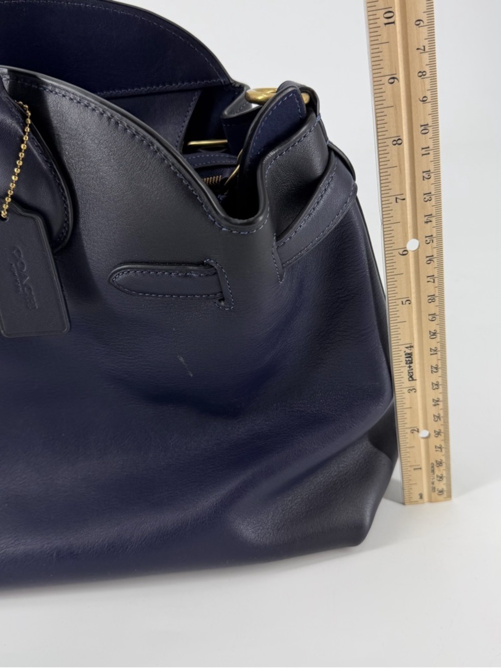 Coach Soft Empire Carryall Bag 40 Dark Navy Leather Purse - Picture 12 of 14